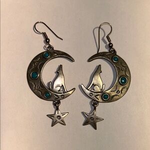Costume Silver and Blue Celestial Earrings